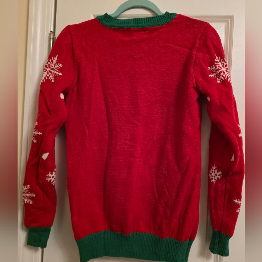 To Be Jolly Nice Naughty Sequin Christmas Sweater with Snowflakes Size M - Picture 4 of 4